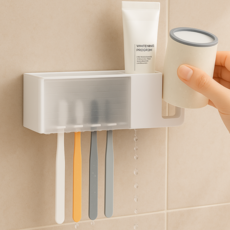 벤가디 강력부착 무타공 칫솔 걸이, 화이트, 1개
