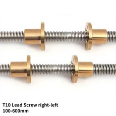 T10 리드 스크류 오른쪽 2MM 길이 3D OD 축용 1000MM 프린터 왼쪽 10MM 피치 PRAP, 100mm, lead 2mm, 1개