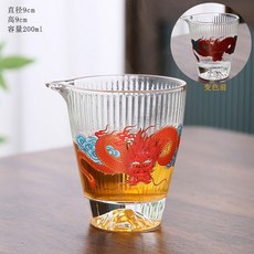 遇熱變色龍玻璃公道杯 牡丹花鳥圖案 分茶器 功夫茶具配件, 1個, 变色龙竖纹茶海200ML
