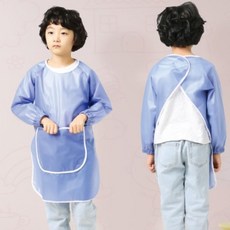 루체트리 앞치마 미술앞치마 입는가운 반신가운 체험수 S블루 방수가운