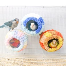 앵무새용품 곰돌이 둥지 포치 (파스텔/블루/브라운/그린) 새 앵무새 침대 포치 은신처 새장용품, 브라운, 1개