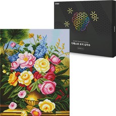 디패스트 보석십자수 DIY 40X50cm 구슬 비즈 공예 액자형 캔버스형 집들이선물 세트, DF-706 알록달록 모란