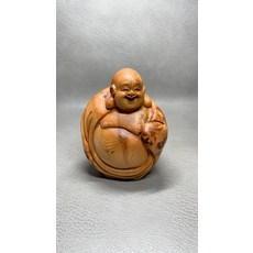 天然陳化崖柏 紅油彌勒佛 尺寸約10*6.5*12.7cm, 如圖所示, 1個