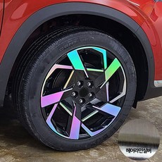 위드미카 더뉴싼타페 호환 휠스티커 18인치 / 20인치 튜닝 휠마스크 차량 악세사리 용품, 더뉴싼타페 호환 - 20인치 유광헤어라인실버, 1세트, 20인치 휠스티커