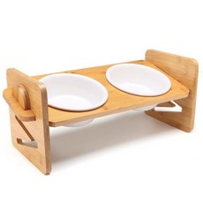 實木寵物碗架 寵物餐桌 陶瓷碗 斜面加高 呵護頸椎, 可調碗架, 1個