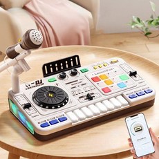 장난감dj 디제잉놀이 턴테이블 피아노 리듬 악기 생일 선물, D. 블랙 DJ+마이크+헤드폰(USB충전)