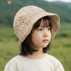 보니타콜렉티드 [~6세]유아 크로쉐 밀짚 버킷햇 여야 뜨개 여름모자