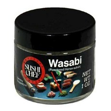 스시 셰프 내츄럴 와사비 (가루 홀스래디시) 1온스 유리 병 Sushi Chef Natural Wasabi (Powdered Horseradish) 1 Ounce Glass J, 1개, 28g