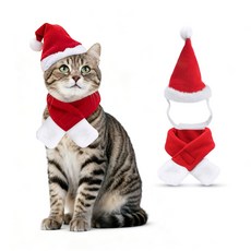 애완 동물 크리스마스 의상 애완 동물 산타 모자 스카프와 고 애완 동물 크리스마스 의상 애완 동물 산타 모자 스카프와 고양이 산타 모자 강아지 고양이 크리스마스 파티를위한 애완 동, 1개, N/A