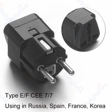 미국에서 EU 플러그 유럽에서 캐나다 미국으로 한국 AC KR AU 여행 어댑터 범용 변환기 전원 중국 영국 유로, EU Plug Black 4.8mm, 10PCS