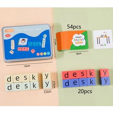 몬테소리 장난감 철자 단어 블록 게임 문자 논리적 사고 훈련 영어 카드 학습 퍼즐, 1개