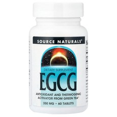 소스내츄럴스 EGCG 350mg 글루텐 프리 무설탕 타블렛, 1개, 60정