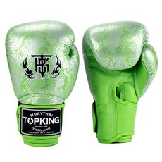 TOP KING 拳擊泰拳手套 蟒蛇皮紋 綠銀色, 1個