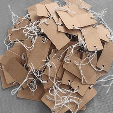 空白吊牌 空白留言卡 1000個牛皮紙標簽吊牌彈力繩價簽帶繩手寫空白標簽牌卡牌diy吊牌 牛皮紙吊牌 個性吊牌衣服吊牌, 1個, 1.8*3.5牛皮紙空白彈力繩約100張