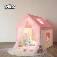 小斑鳩適合女孩的室內公主玩具屋 可作為睡覺分床禮物, 夢幻藍【實木】,含2米長棉墊+線球燈