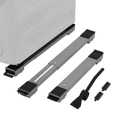 LUCKUP 튼튼한 가전제품 롤러 크로바 포함 확장 가능한 세탁기 스탠드 가구 롤러 모바일 냉장고 베이스 가구 슬라이더 냉장고용 세탁기 및 건조기용 지지대 299., 01실버와 크로바