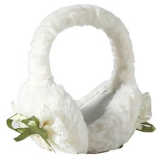 Halemet 겨울 여성용 귀마개 플러시 리본 귀마개 접이식 귀마개 귀여운 귀마개 스키 야외 머리띠 겨울 액세서리 스타일 B-화이트 원사이즈