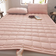 침대패드 항균 사계절 누빔 논슬립 고정밴딩, 핑크