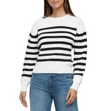 GAP 여성용 캐시소프트 크루넥 풀오버 스웨터 블루 화이트 스트라이프 XL