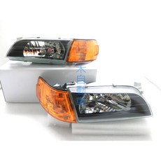 大禾自動車 日規 黑框玻璃大燈 黑框/黃角燈 適用 TOYOTA COROLLA AE100 AE101 93-97, 1個, 大燈+黃角燈
