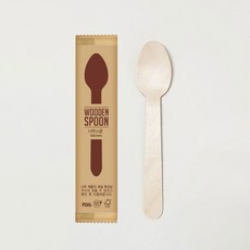 파피루스 일회용 나무스푼 140mm 개별포장, 1개, 100개입