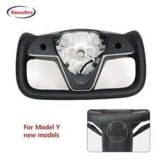 YOKE 2 세대 나파 스티어링 휠 가열 기능 포함 테슬라 모델 3 Y 2020-2023 X S 스타일 자동차 액세서리, 03 black Middle