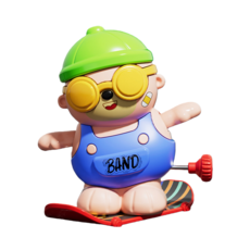 嘻哈滑板熊 發條滑板熊 特技滑板 發條玩具 兒童玩具 兒童禮物 趣味玩具, 1個, 藍色