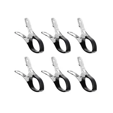 6개의 내구성 있는 스테인리스 스틸 풀 커버 클립 (파란색 플라스틱 손잡이 포함) - 안전하게 고정하기 위, 01 Black 6pcs