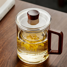 Borosilicate Glass Tea Cup with Infuser & Lid, 1개, 400ML