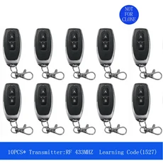 쿠쿠스토어 433 MHz RF 원격 제어 학습 코드 1527 게이트 차고 문 컨트롤러 알람 키 포함 배터리, 05 Black, 01 433MHZ