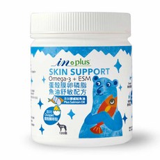 in-plus 犬用皮膚保健 Omega-3 魚油 蛋殼膜卵磷脂 挪威鮭魚油舒敏配方, 1個, 魚油卵磷脂舒敏配方, 120顆