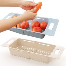 개수대선반 싱크대 보조 선반 개수대 길이조절 사각 채반 건조대 gnc+4887NA, 베이지