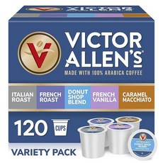 Victor Allen 커피 버라이어티 팩 라이트 다크 로스트 42개, 미디엄-다크 로스트 + 다양한 맛, 120 Count (Pack of 1), 1개