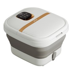 110V國內可用插头折叠泡脚桶小家电家用电加热按摩洗脚足浴盆, 1個, 110V电压（象牙白）液晶款:1個