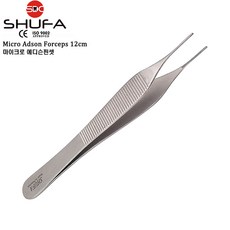 SHUFA 마이크로에디슨핀셋 12cm (팁0.6mm 정밀포셉/아드슨포셉/Micro Adson Forceps), 마이크로에디슨포셉 무구, 1개, 슈파 마이크로에디슨핀셋 무구/SH004-003-12