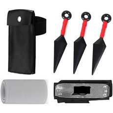 빌리지 로고 헤드밴드와 붕대 세트가 포함된 쿠나이 및 가방 3개6팩