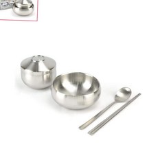 이중공기대접세트 뚜껑있는 국그릇 밥공기 2중 스텐 무광, 공기대접세트, 1개