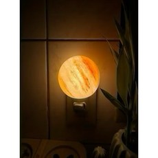 小圓球鹽燈 壁燈 小夜燈 附插座 燈泡, 紅色, 1個