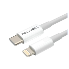 POLYWELL Type-C to Lightning 蘋果PD快充線 20W 3A 高效充電傳輸線 20公分, 1個, Type-C to L 小白線 20公分, 小白線, 20cm