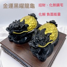 Sweet Heart 田芯開運精選 天然黑曜金運龍龜一對 手工精雕 擋煞/鎮宅納福, 1個