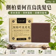 艾之草 側柏葉何首烏洗髮皂 100g 固體洗髮皂 草本頭皮清潔 蓬鬆柔順, 1個