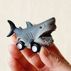 【台灣出貨】手繪仿真海洋動物迴力車，多款可愛海洋玩具車，兒童汽車玩具，鯨鯊/鯊魚/海豚/虎鯨, 大白鯊, 1個