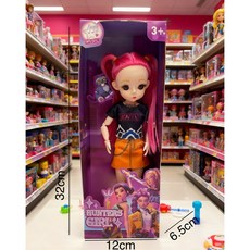 K-POP獵魔女團12寸3D眼關節娃娃 - 露米米拉佐伊搪膠玩具, 單人裝紅毛【帶音樂主題曲】, 1個