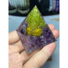 奧根能量塔擺飾 紫水晶橄欖石 居家空間美學, 1個, 紫水晶+橄欖石