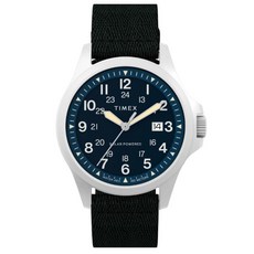 Timex 남성용 익스페디션 노스 필드 포스트 솔라 41mm 시계 브라운/블루. 41mm 익스페디션 노스 필드 포스트 태양열 친환경 가죽 스트랩 시계, 블랙