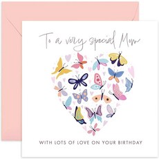 [ 1128636 ] 올드 잉글리시 컴퍼니 버터플라이 하트 특별한 엄마 생일 카드 - 40 50 60 70 80세 어머니 성인 여성 | 여성용 빈 내부 및 봉투 포함