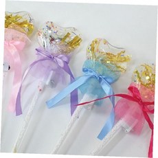 투명 하트 막대사탕 조명 꽃다발 기념일 선물용 리본 장식, 핑크