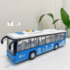 어린이용 초대형 블루 버스 대형 공공차 모델 완구, 1개, 단층 블루