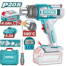 TOTAL 鋰電熱風槍 LCD顯屏 雙4A電池組, 1個