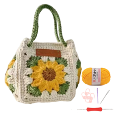 토트백 DIY 손뜨개질 가방 숄더백 비완제품은 직접 제작해야 합니다., 해바라기, 1개